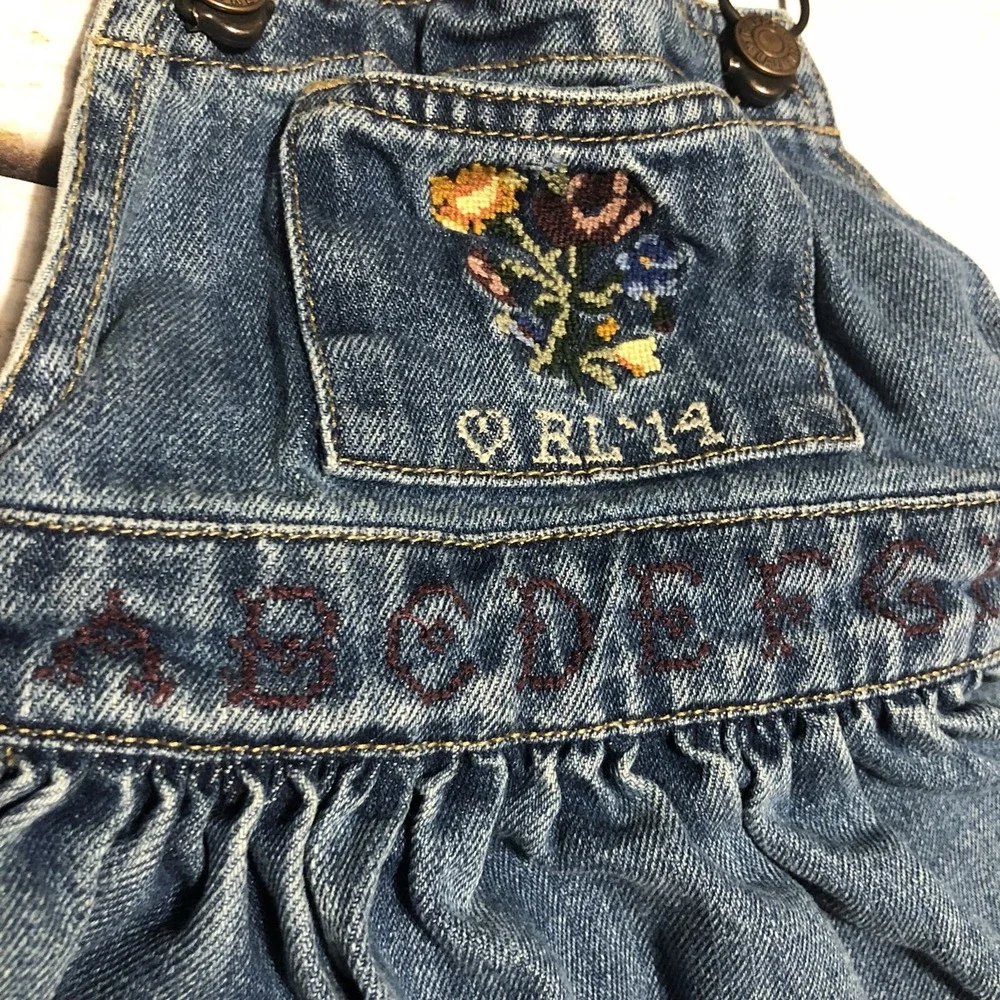 Ralph Lauren Denim Jumper Dress Infant Size 12 Months Embroidered